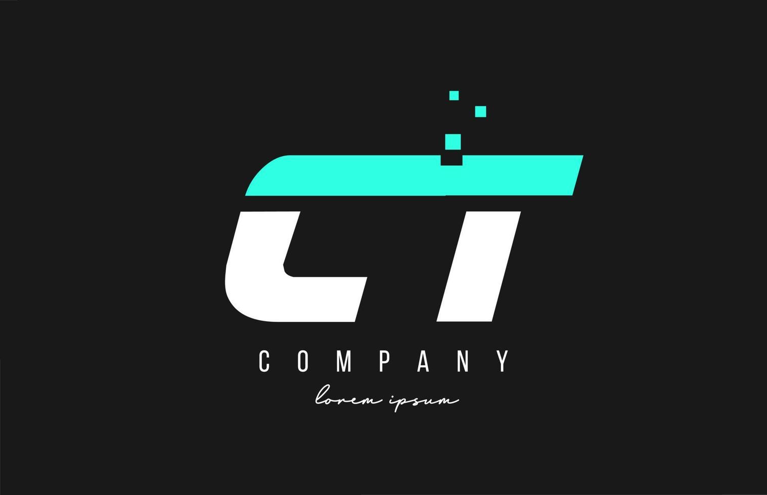 combinação do logotipo da letra do alfabeto ct ct nas cores azul e branco. design de ícones criativos para negócios e empresa vetor
