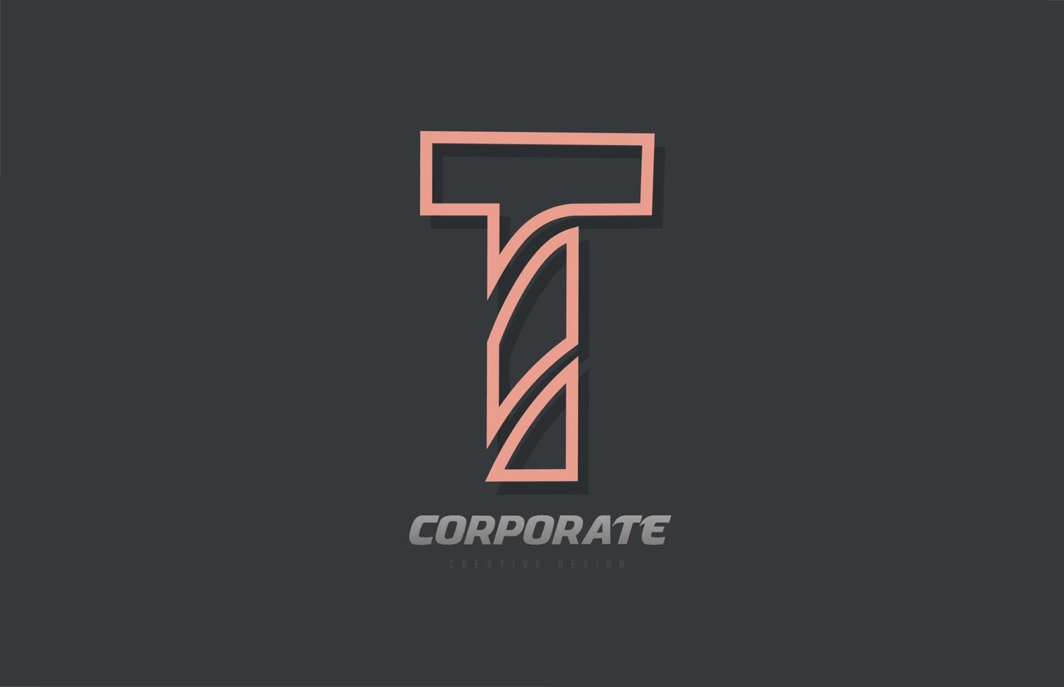 t alfabeto letra linha empresa negócios marrom cinza logotipo ícone design vetor