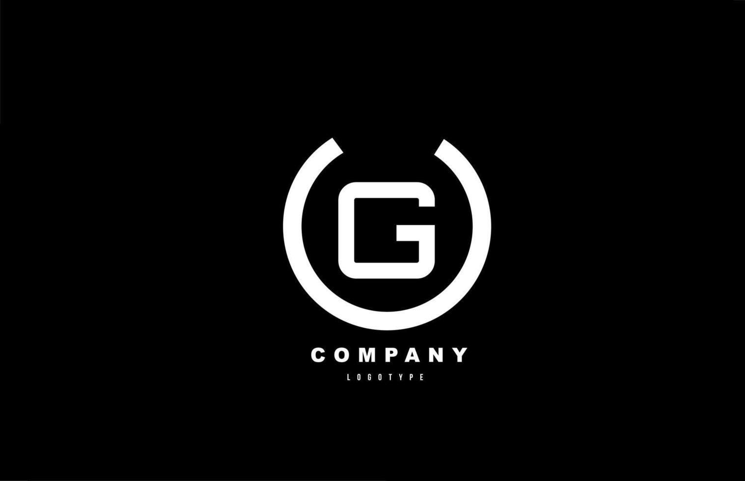 g design de ícone de alfabeto de letra branca e preta para empresa e negócios vetor