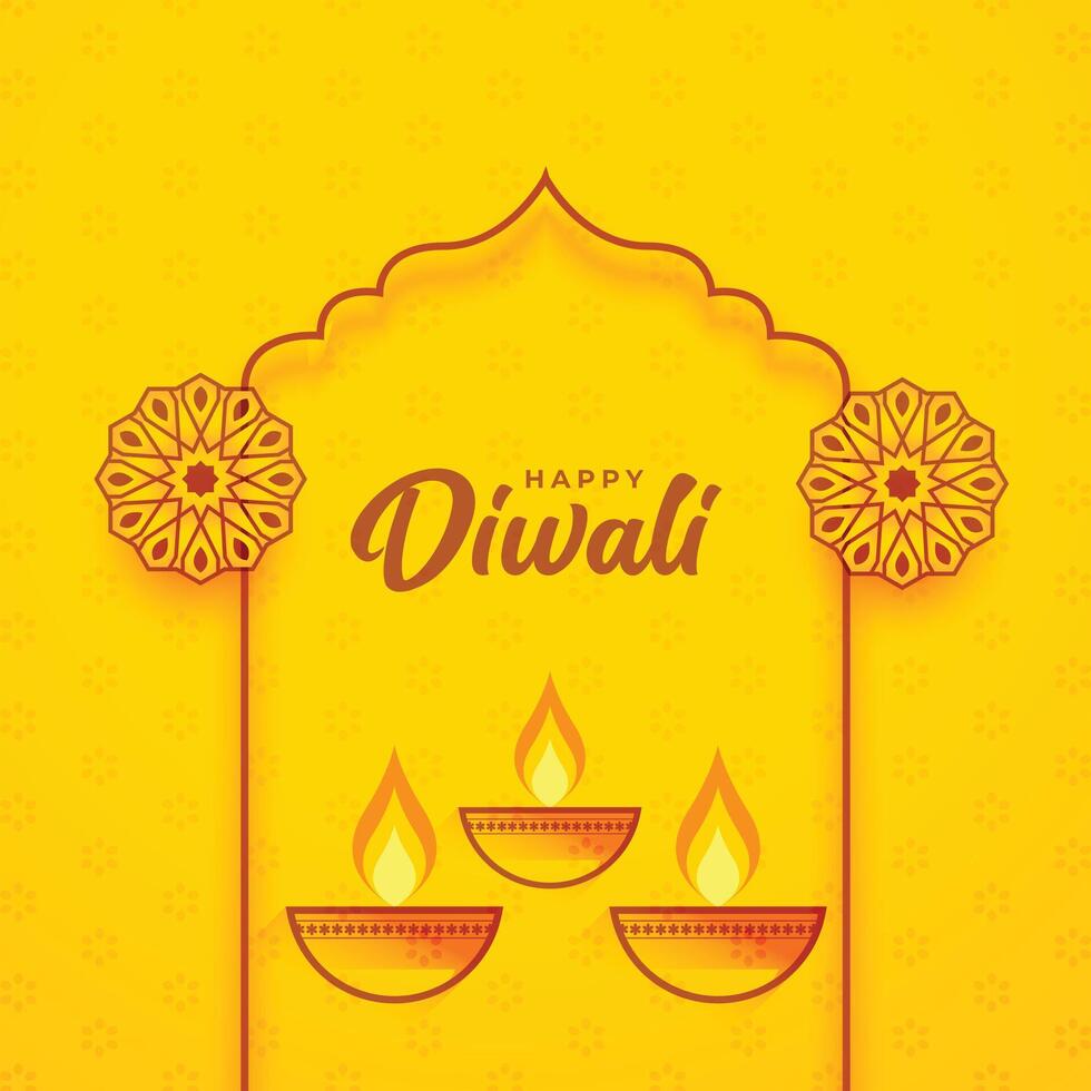 feliz diwali amarelo festival fundo vetor