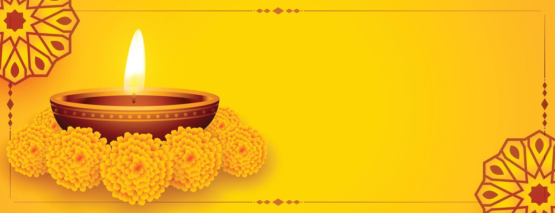 agradável diwali amarelo decorativo baner Projeto vetor