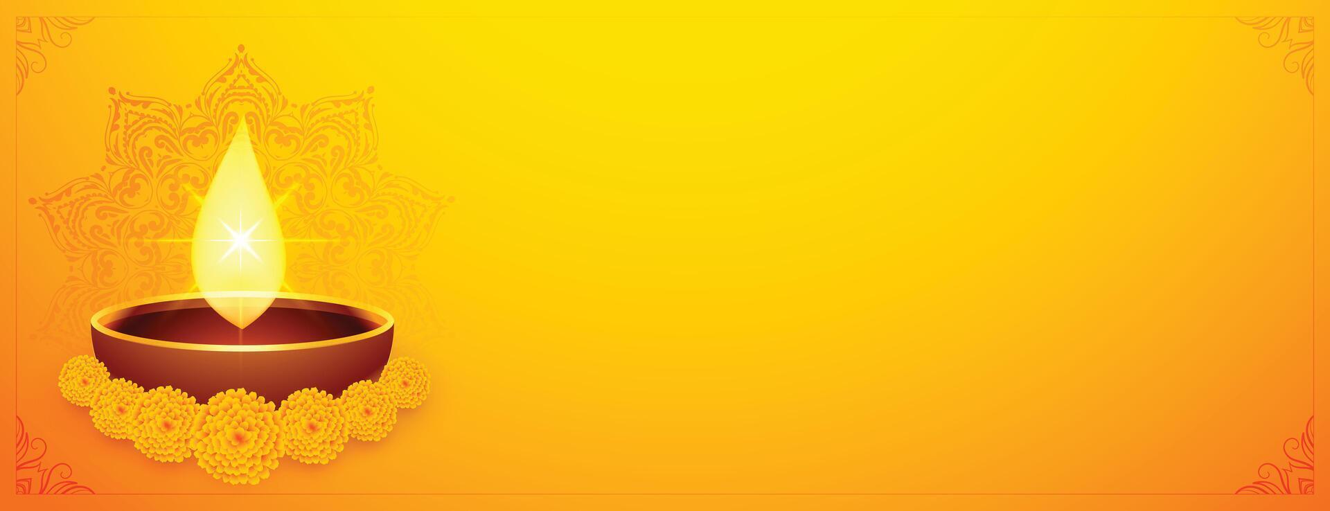 feliz diwali festival amarelo bandeira Projeto vetor