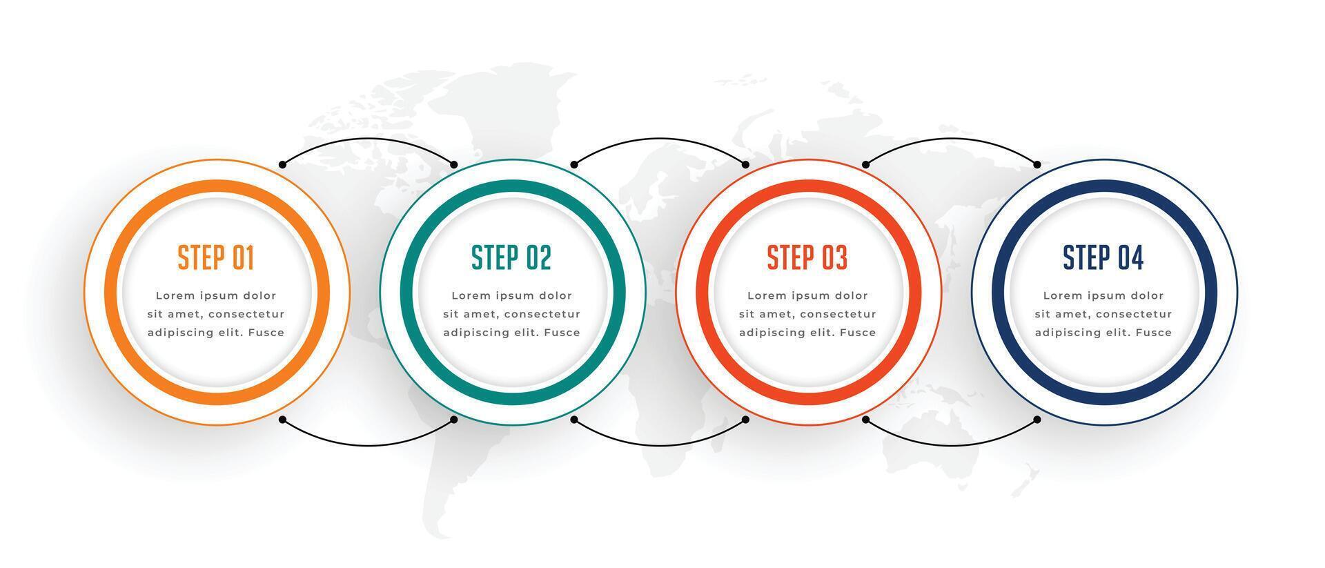 quatro passos o negócio infográfico dentro circular estilo vetor