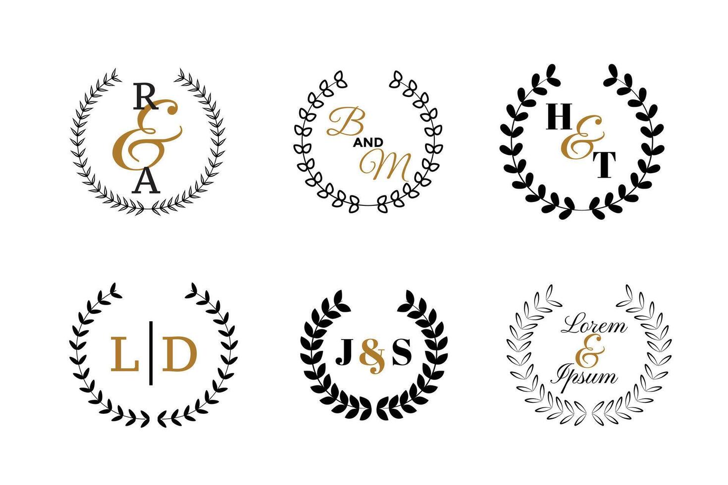 Casamento monogramas ou logótipo conjunto vetor