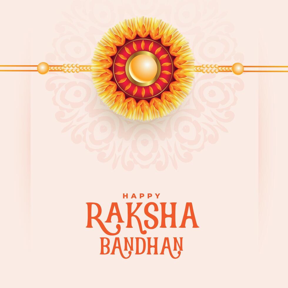 raksha bandhan desejos cartão com realista rakhi vetor