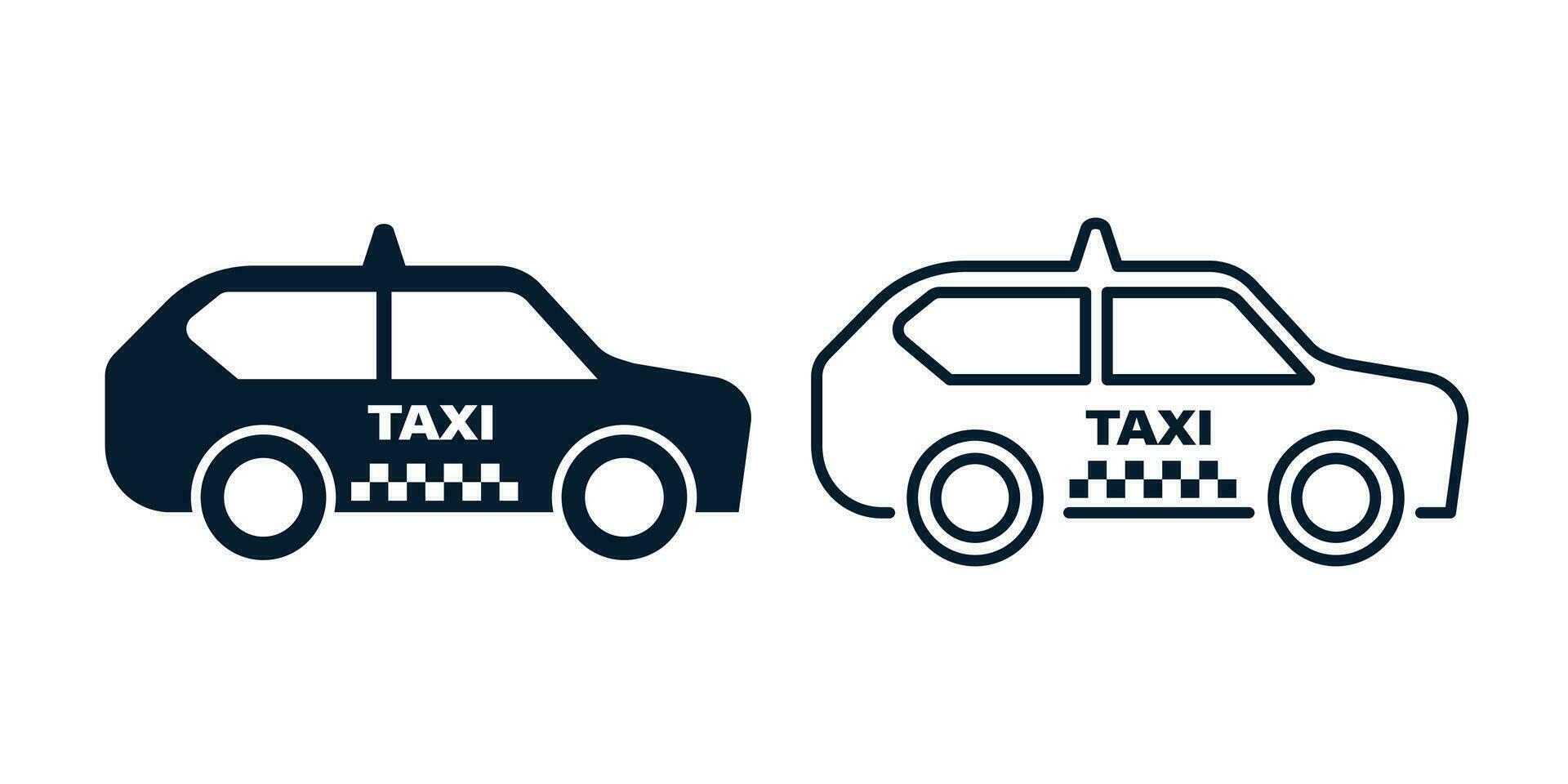Táxi plano e linha ícone dentro na moda plano Projeto. carro ícone. isolado vetor ilustração