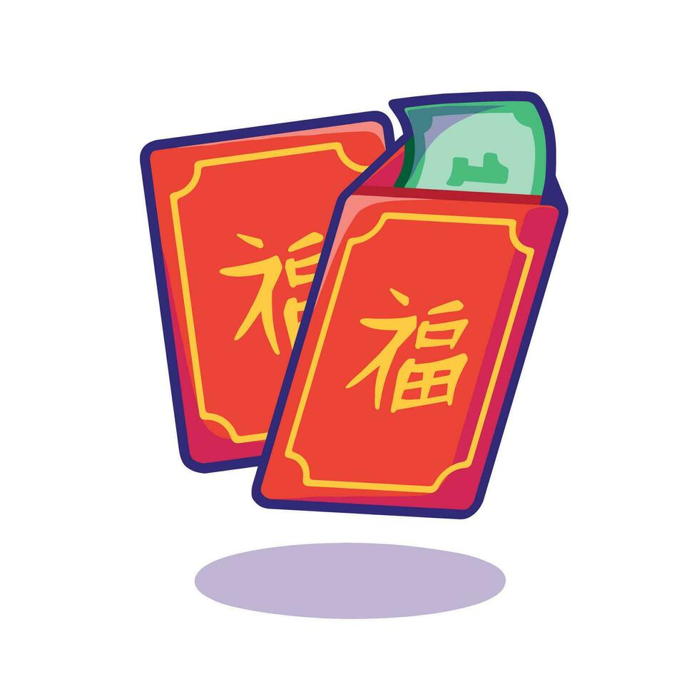 chinês ang pao ícone 2 peças. com separado objetos. livre vetor. chinês Novo ano vetor
