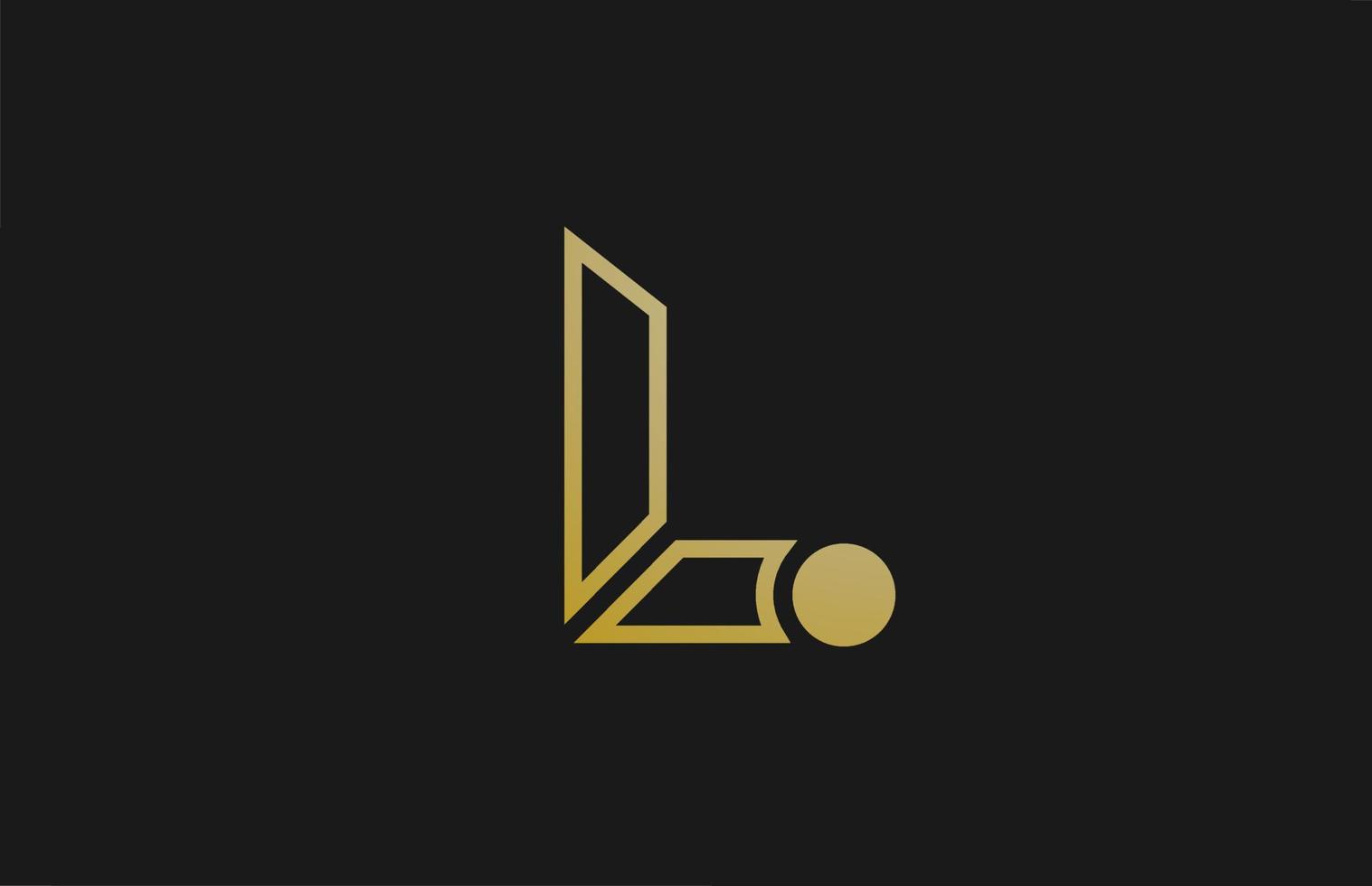 Projeto do logotipo da letra do alfabeto ouro dourado linha l com o ícone de círculo para empresa e negócios vetor