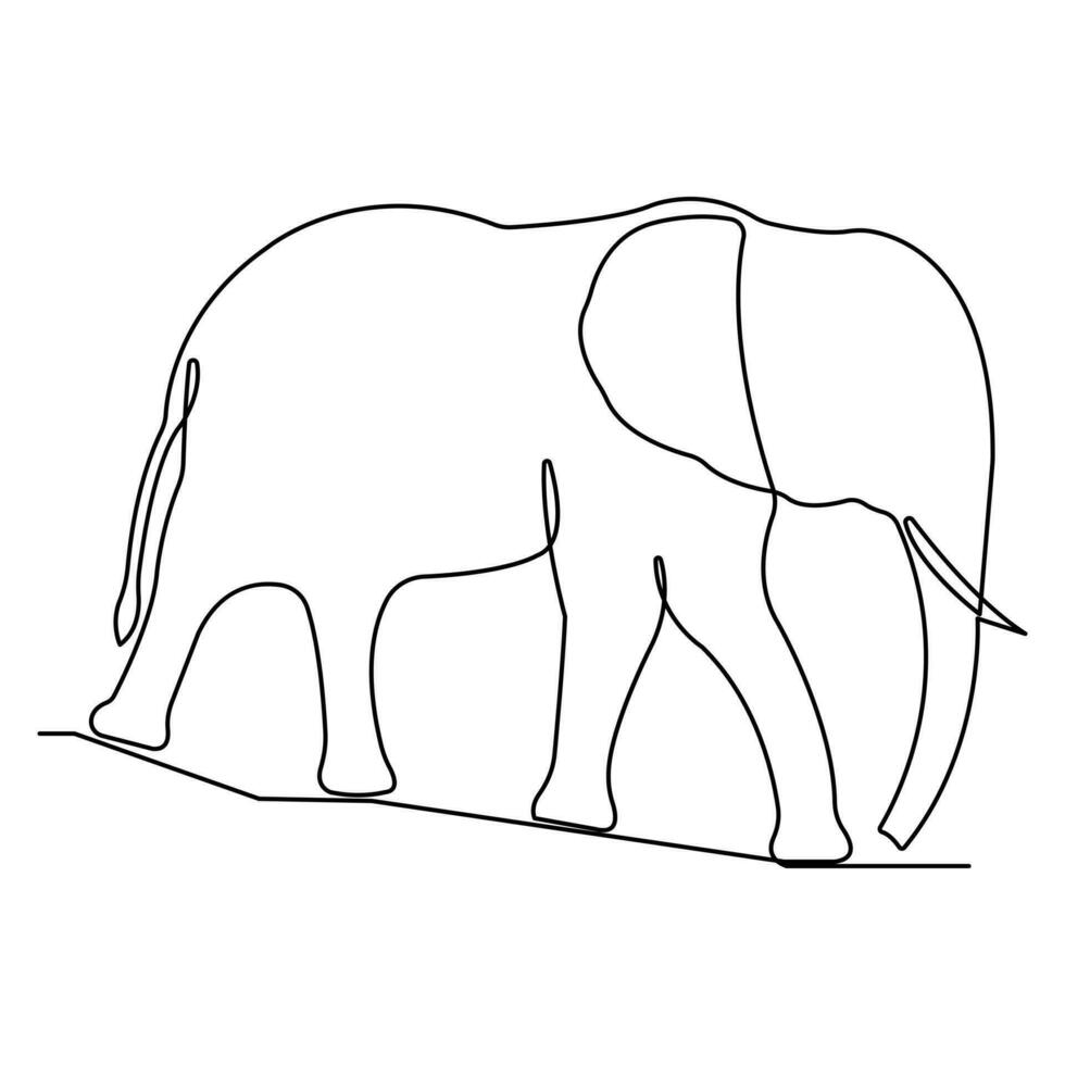 contínuo solteiro linha desenhando do elefante selvagem animal nacional parque conservação, safári jardim zoológico conceito mundo animal dia esboço vetor ilustração