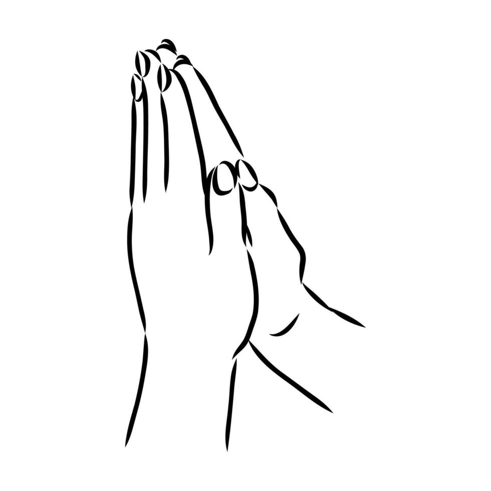 mãos dentro oração vetor esboço