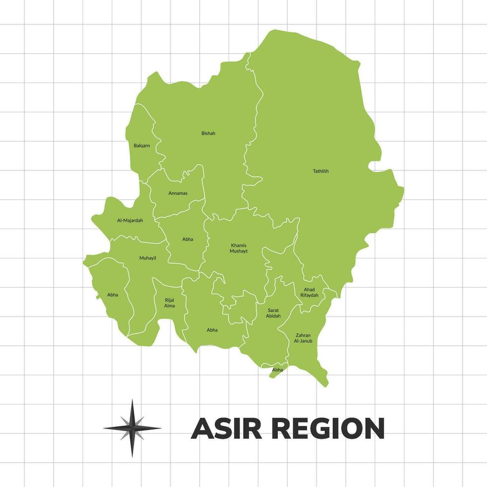 asir região mapa ilustração. mapa do a região dentro saudita arábia vetor