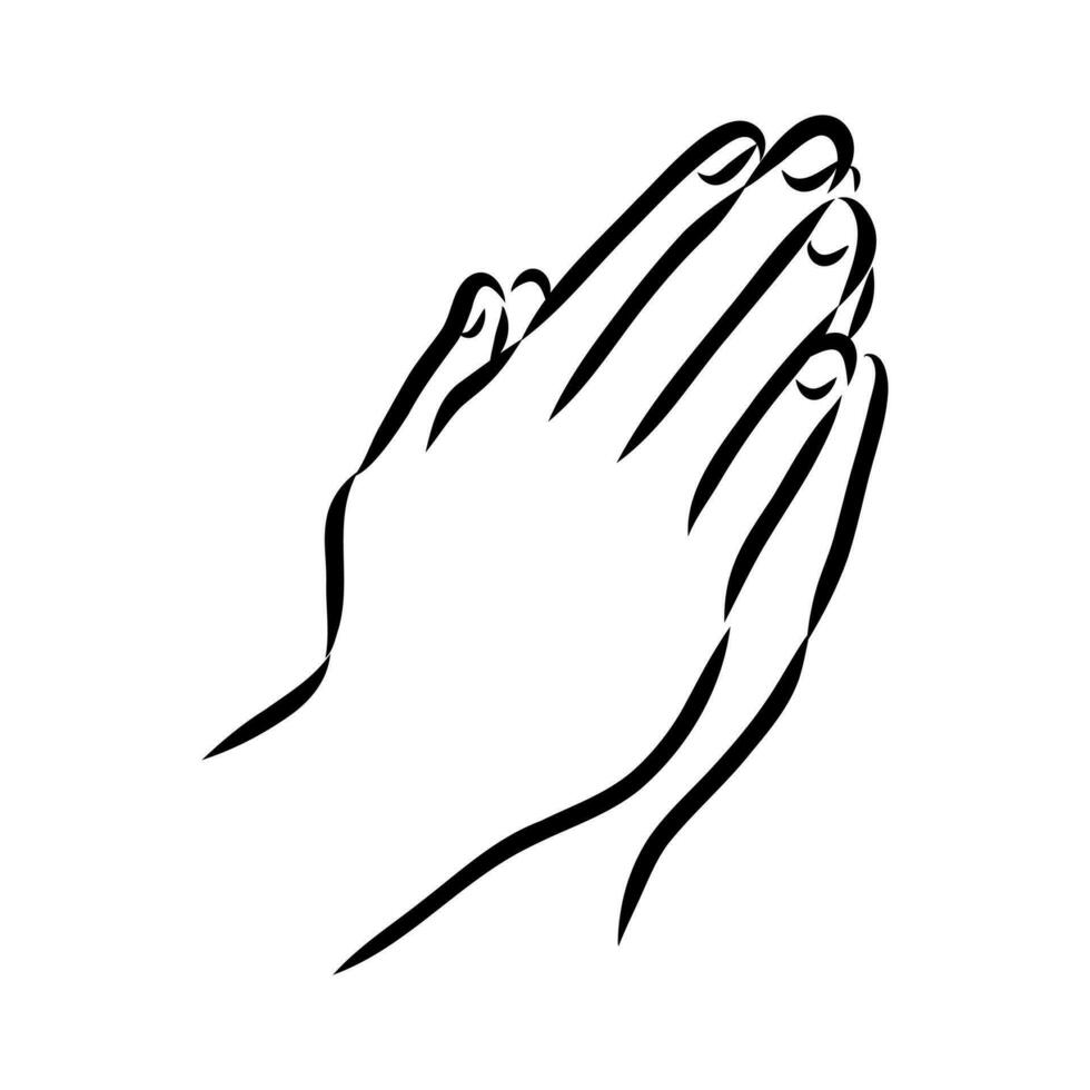 mãos dentro oração vetor esboço
