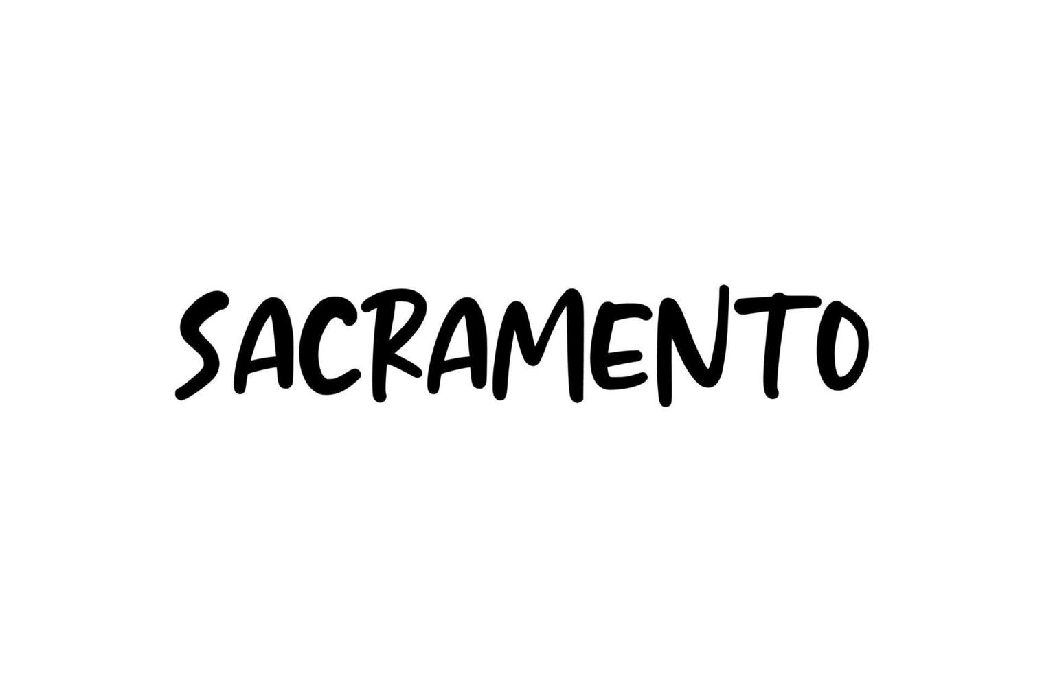 sacramento cidade manuscrita tipografia palavra texto mão lettering. texto de caligrafia moderna. cor preta vetor