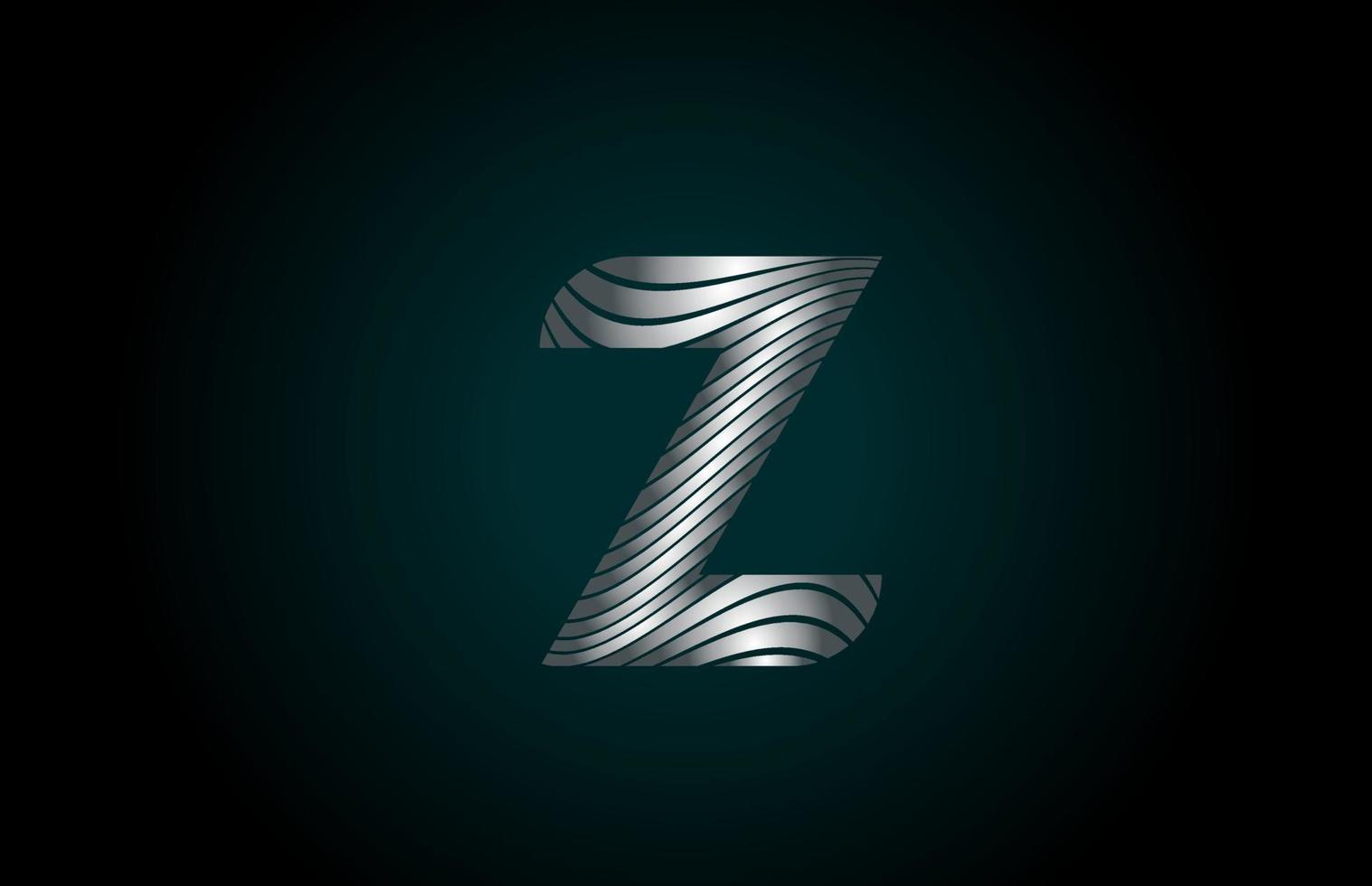 Z ícone de logotipo de letra do alfabeto cinza prata para a empresa. design de linha metálica para identidade corporativa vetor