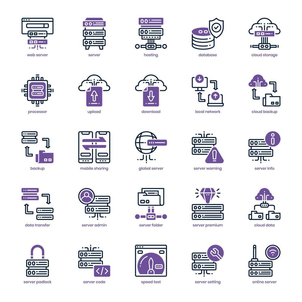 rede servidor ícone pacote para seu local na rede Internet projeto, logotipo, aplicativo, e do utilizador interface. rede servidor ícone dual tom Projeto. vetor gráficos ilustração e editável AVC.