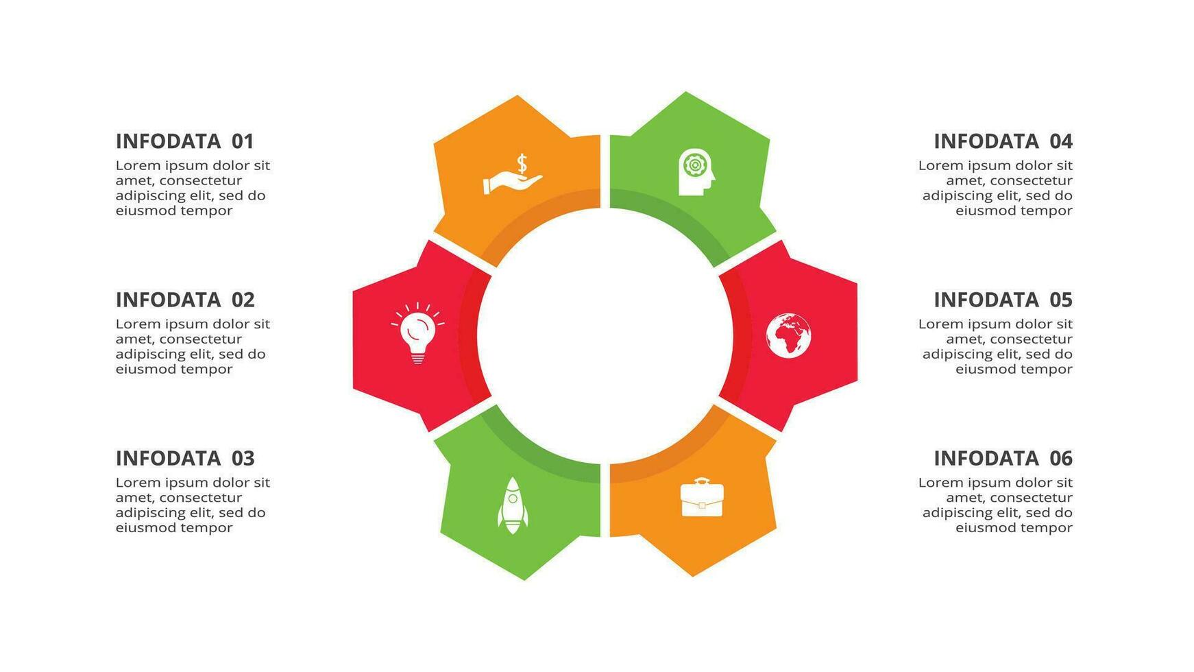 criativo conceito para infográfico com 6 passos, opções, partes ou processos. o negócio dados visualização. vetor