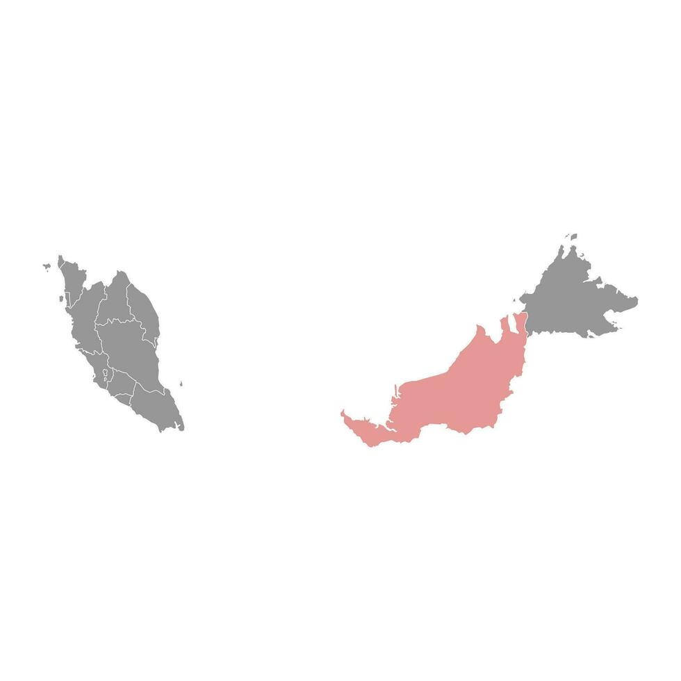 Sarawak Estado mapa, administrativo divisão do Malásia. vetor ilustração.