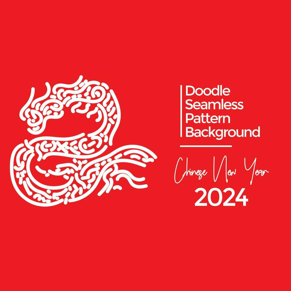 vetor mão desenhado rabisco chinês Novo ano 2024 tema elementos padronizar abstrato desatado fundo