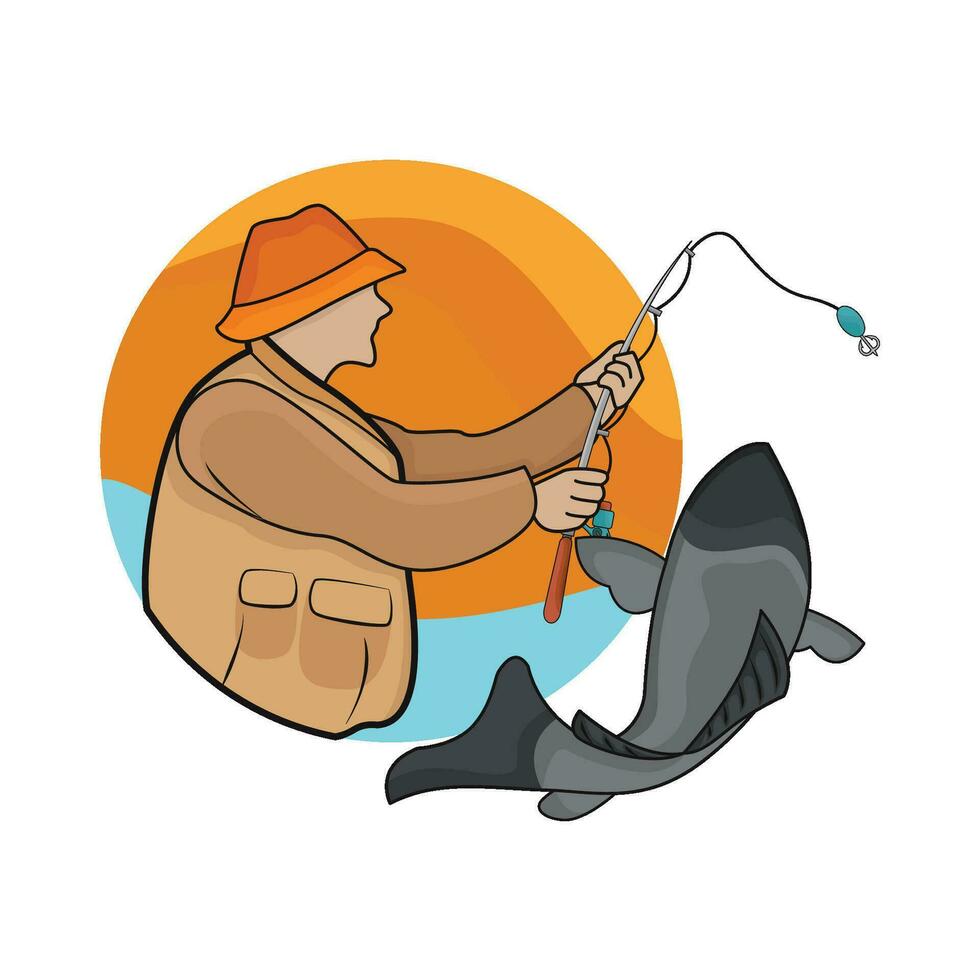 ilustração do pescaria vetor