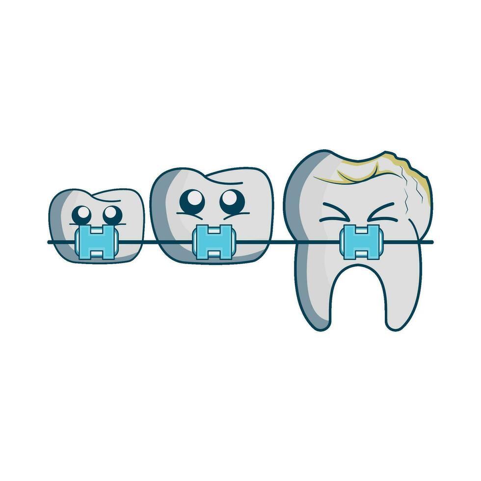 ilustração do dentes com suspensórios vetor