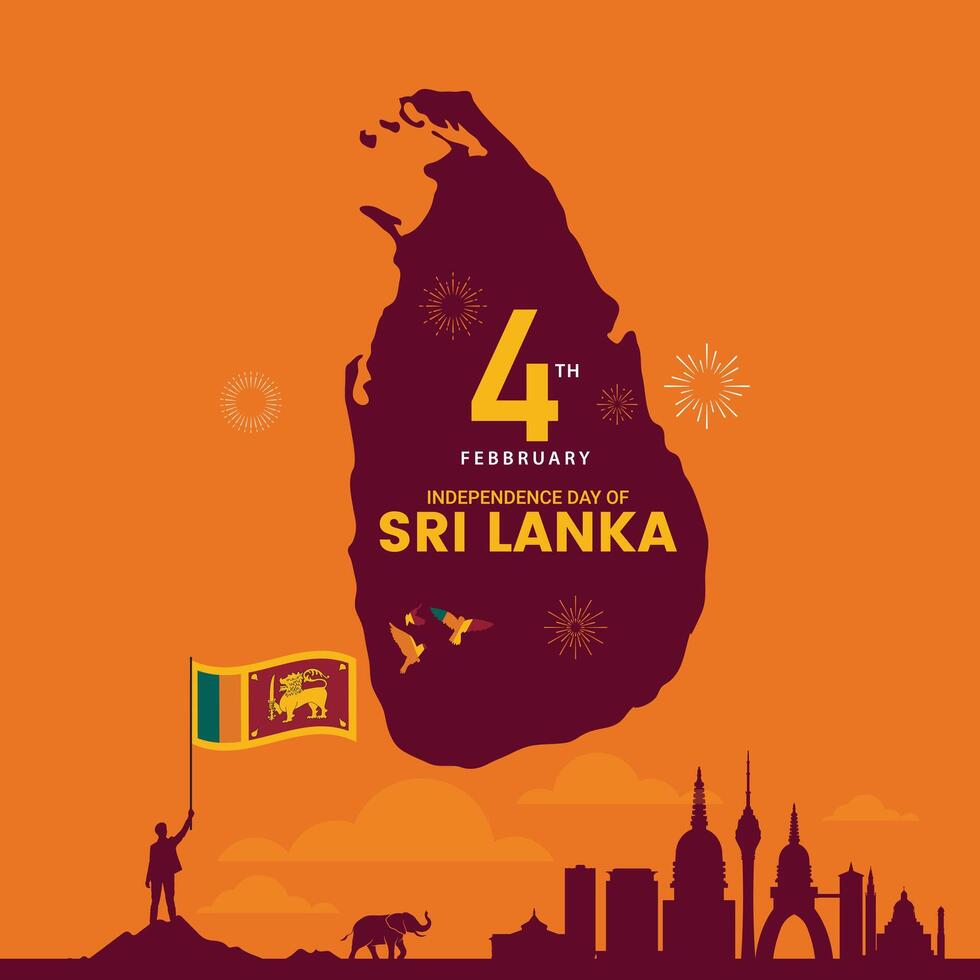 sri lankan independência dia. sri lanka dia defesa conceito. modelo para fundo, bandeira, cartão, e poster. editável vetor ilustração. nacional dia do sri lanka