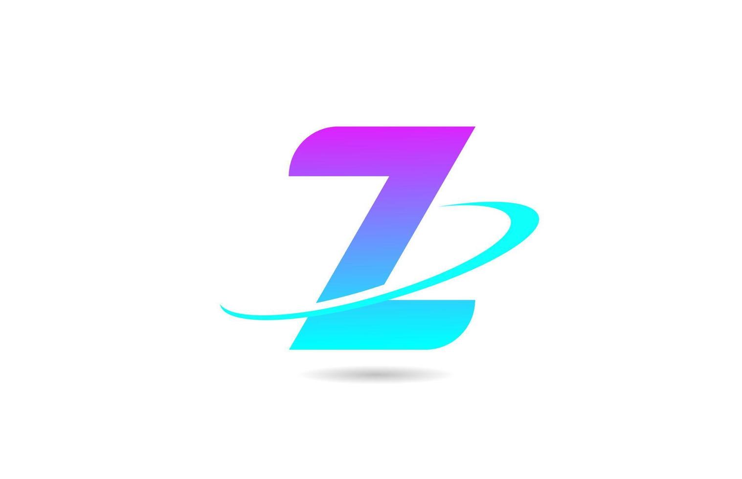Projeto do ícone do logotipo da letra do alfabeto z azul rosa com swoosh para negócios e empresa vetor