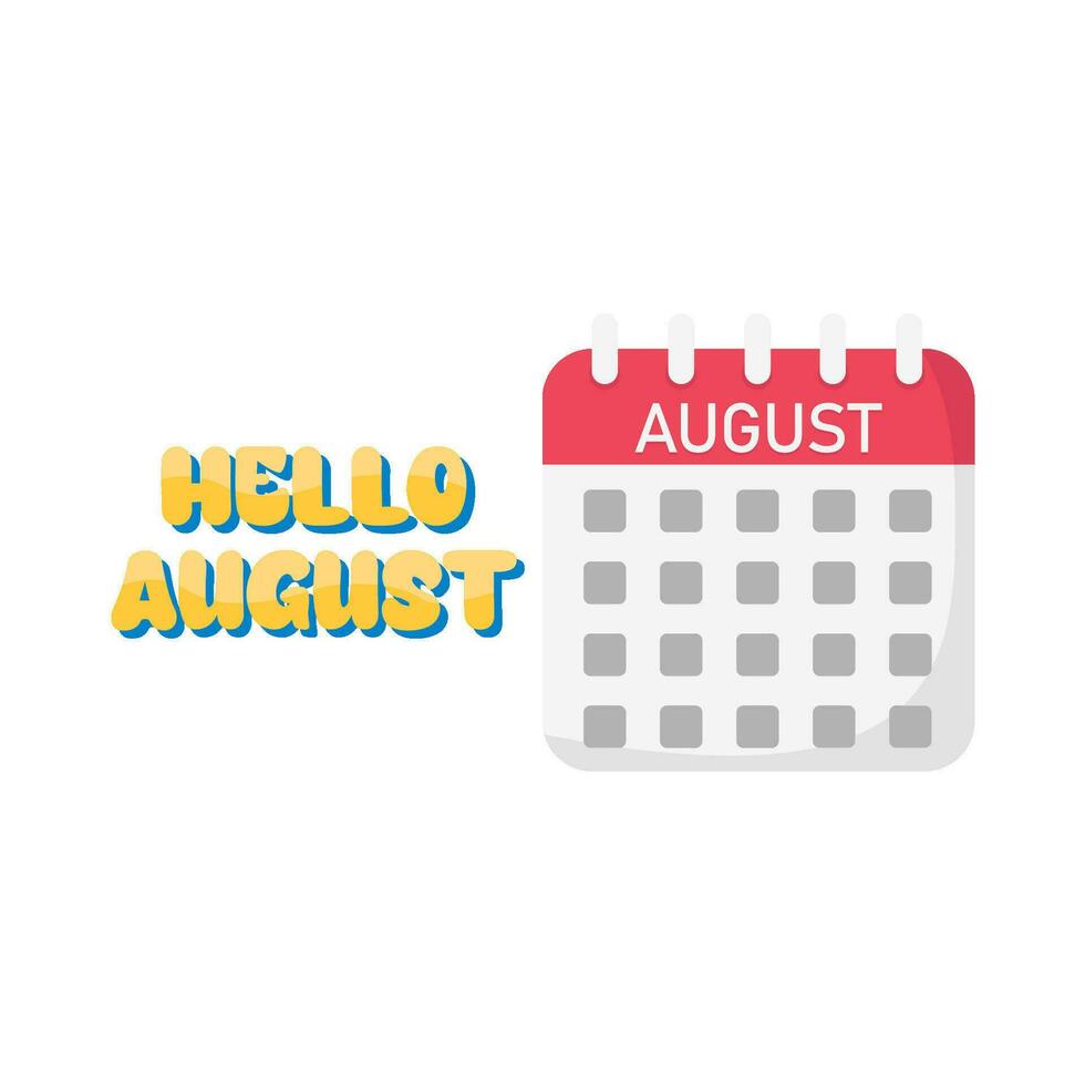 Olá agosto com calendário ilustração vetor