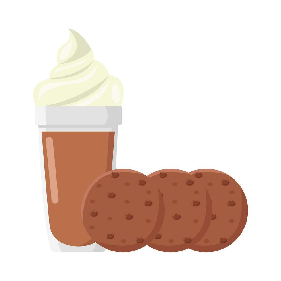 milkshake chocolate com biscoitos ilustração vetor