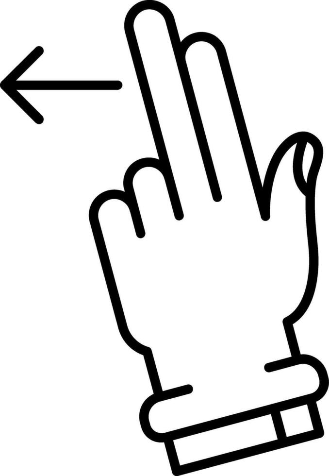 dois dedos esquerda linha ícone vetor