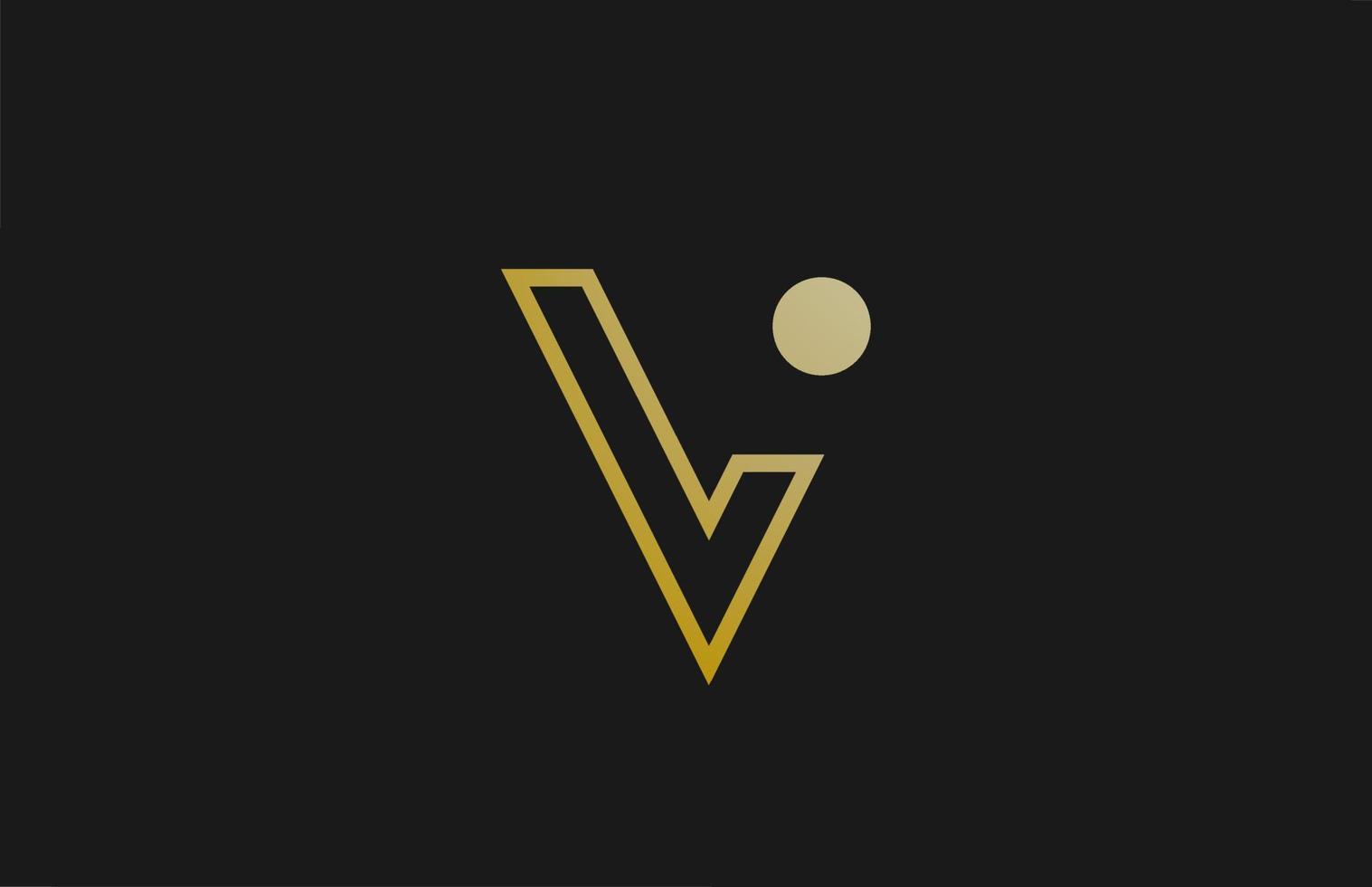 design do logotipo da letra do alfabeto ouro dourado linha v com o ícone de círculo para empresa e negócios vetor