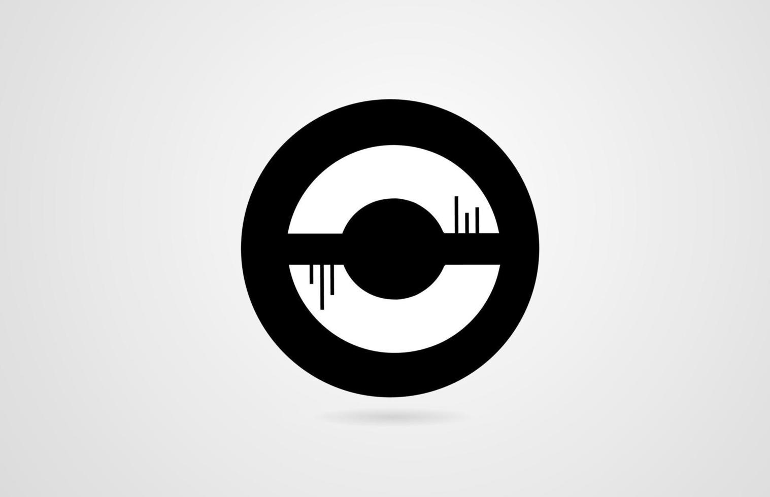 c letra do alfabeto branco círculo preto empresa logotipo ícone design corporativo vetor