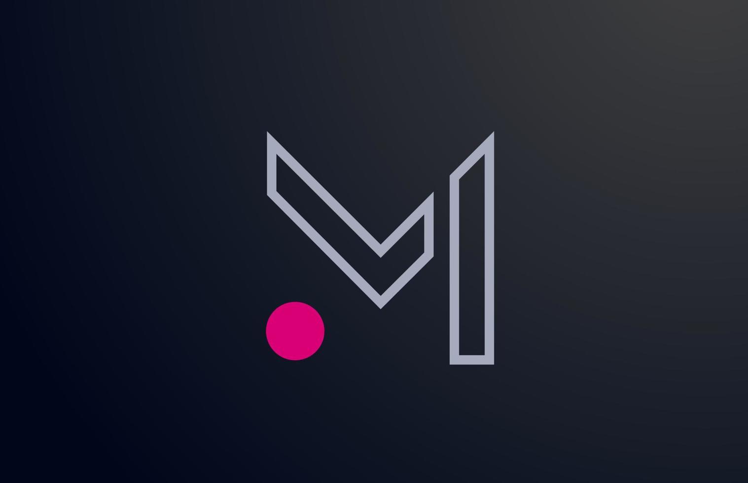 design de logotipo de letra do alfabeto m linha rosa azul com ícone de círculo para empresa e negócios vetor