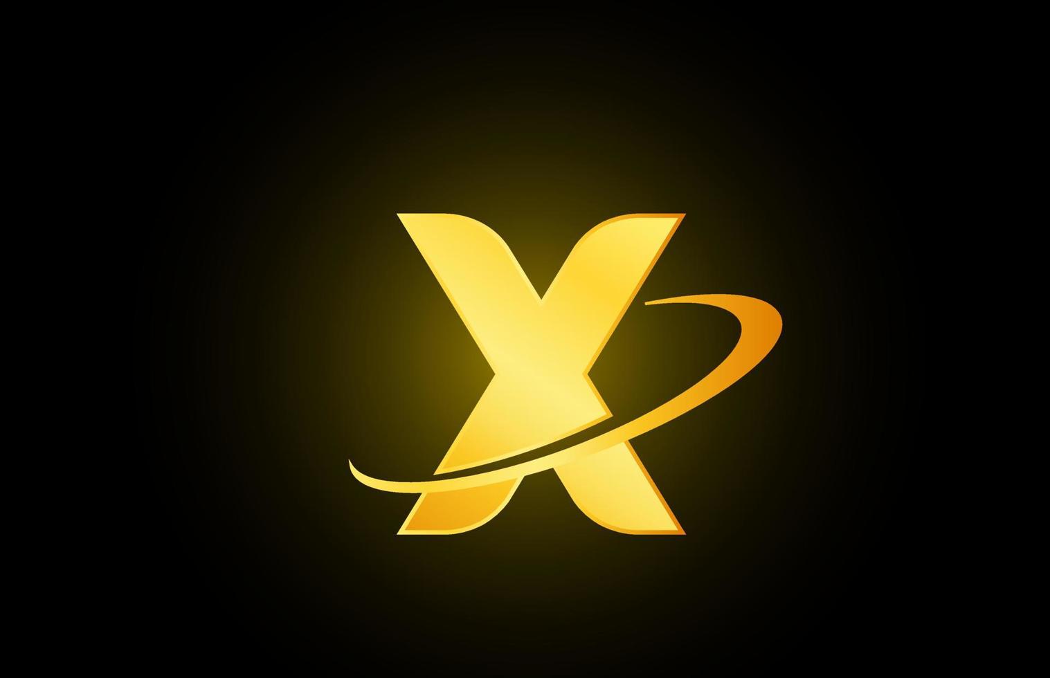 x ícone do logotipo da letra do alfabeto para negócios e empresa com design dourado vetor