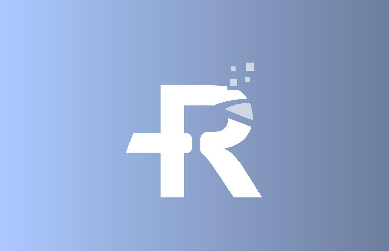 r ícone de logotipo de letra do alfabeto azul branco para negócios e empresas com design em cor pastel vetor