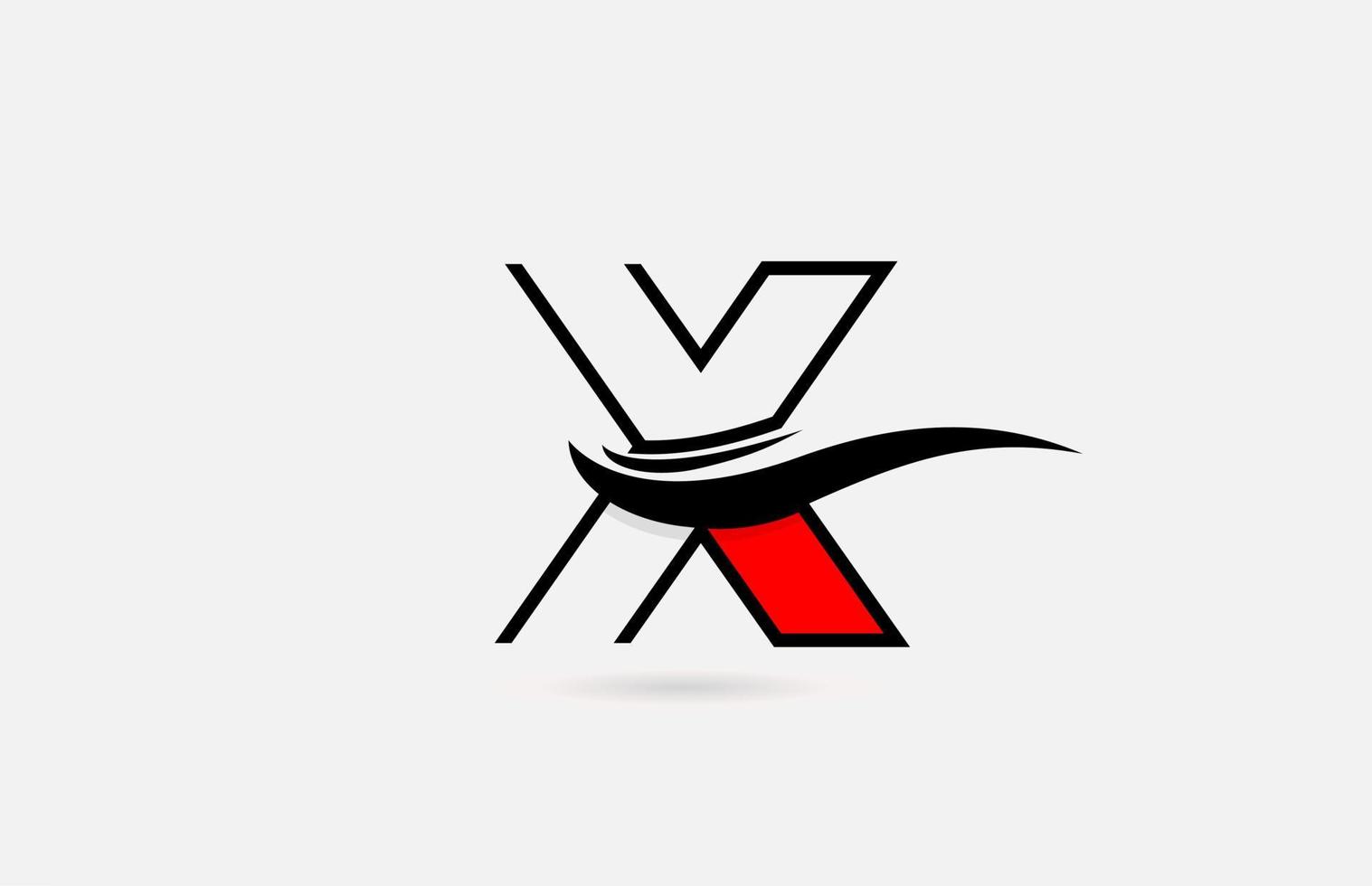 x ícone de logotipo de letra do alfabeto preto vermelho para empresa com design de linha vetor