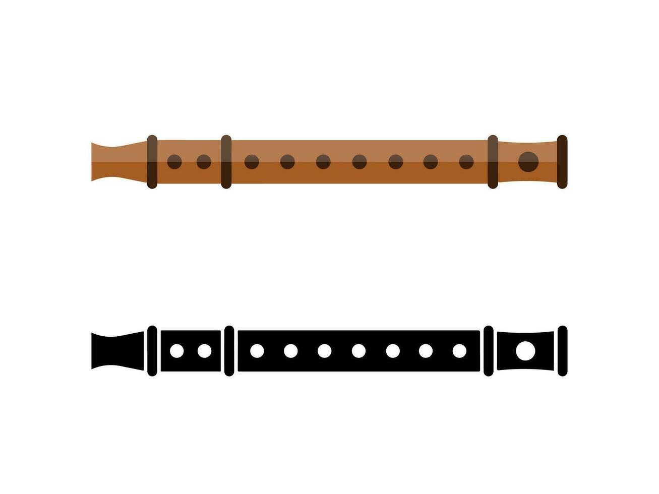 flauta instrumento vetor ilustração grande grampo arte definir. flauta instrumento música elementos, flauta musical som sistema. flauta instrumento isolado arte desenho animado silhueta.