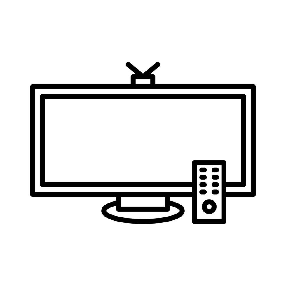 televisão ícone vetor ou logotipo ilustração esboço Preto cor estilo