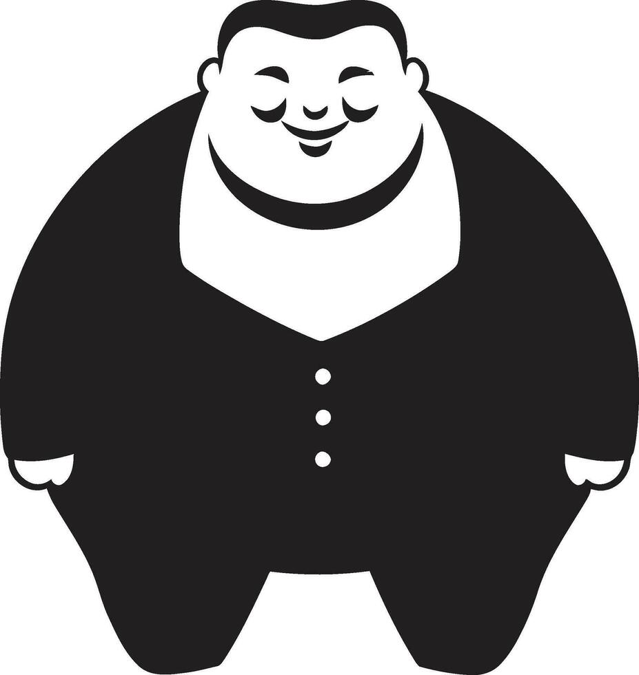 pesado sabedoria Sombrio vetor logotipo para obesidade defesa volta rebelde Preto logotipo Projeto do uma corpulento personagem