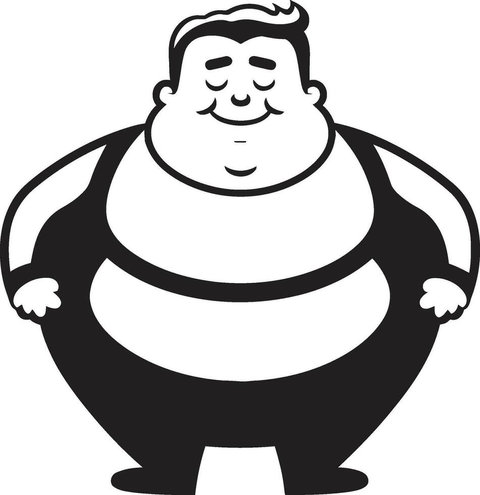 gordo chique Preto vetor logotipo do uma à moda cerveja preta figura obesidade opulência icônico logotipo Projeto para peso consciência