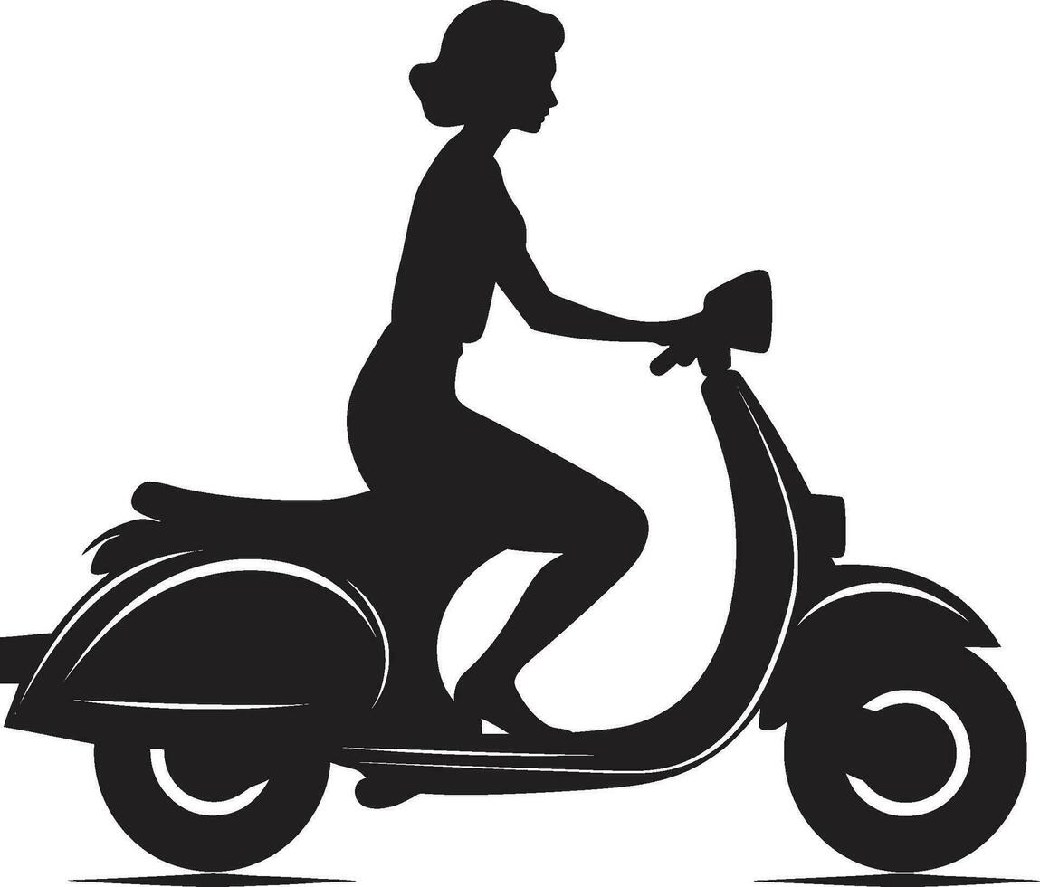 paisagem urbana trendsetter Preto vetor símbolo metropolitano scooterista lambreta ícone