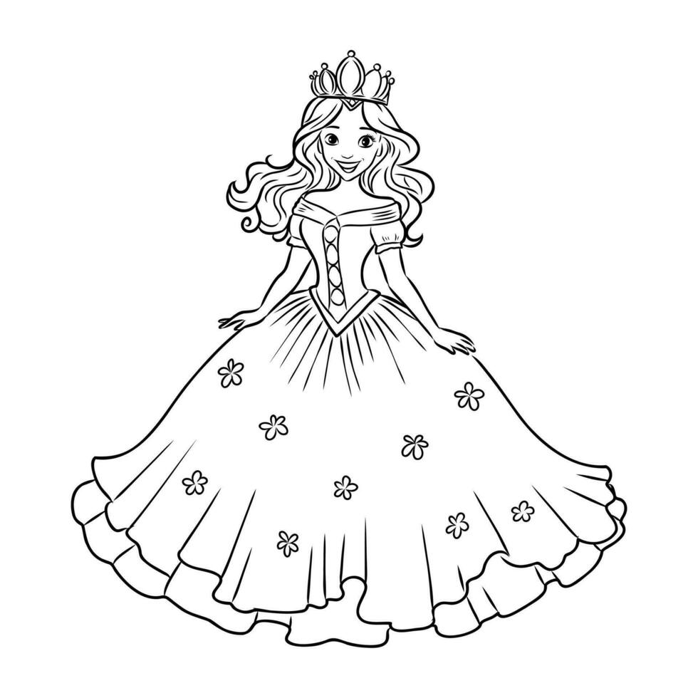 desenho animado Princesa vetor esboço