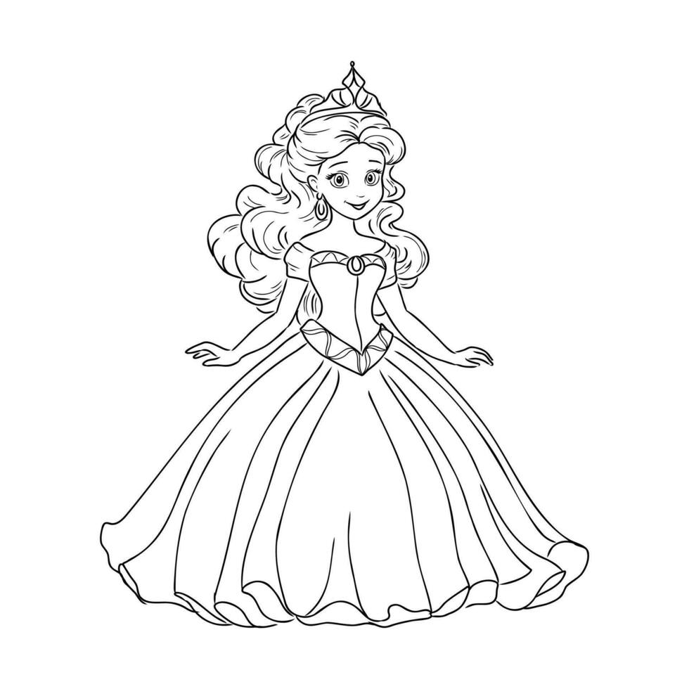 desenho animado Princesa vetor esboço