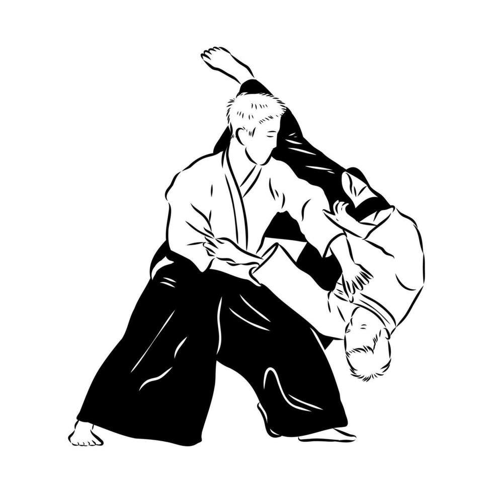 brigando Aikido vetor esboço