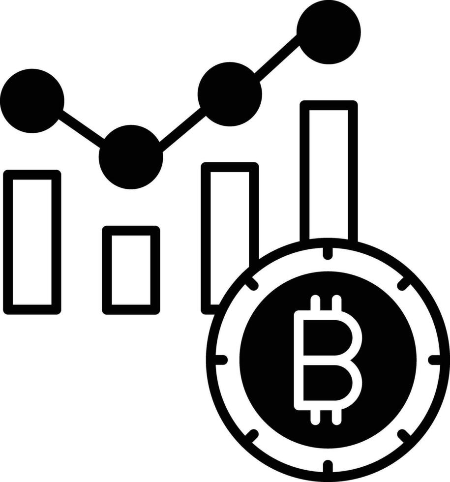 relatório bitcoin mineração sólido glifo vetor ilustração