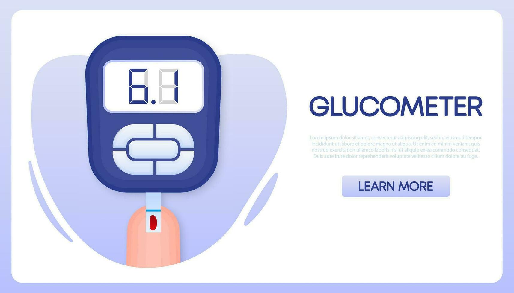poster com glicosímetro ícone. dispositivo para teste e monitoramento nível do açúcar ou glicose dentro sangue. vetor