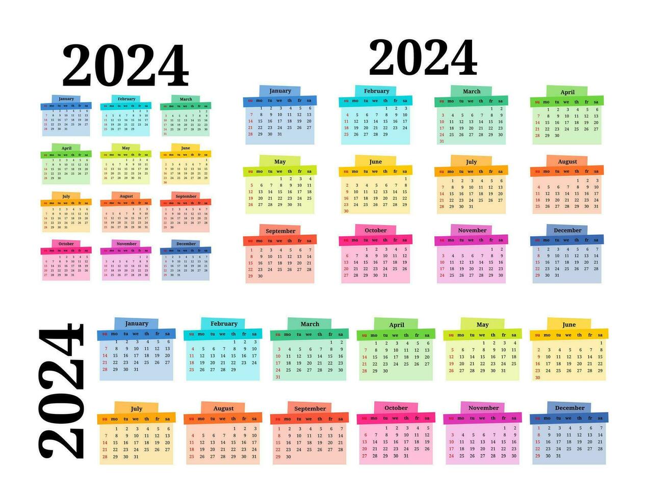 calendário para 2024 isolado em uma branco fundo vetor