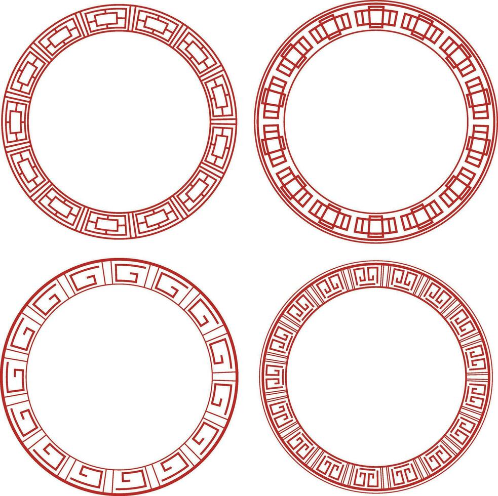 conjunto do chinês círculo quadro. isolado em branco fundo. vetor ilustração