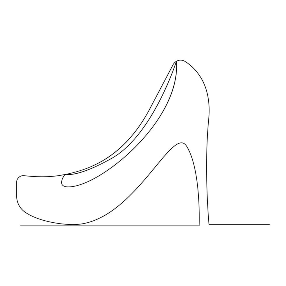 vetor Alto salto na moda contínuo linha arte desenhando mulheres sapato em branco fundo
