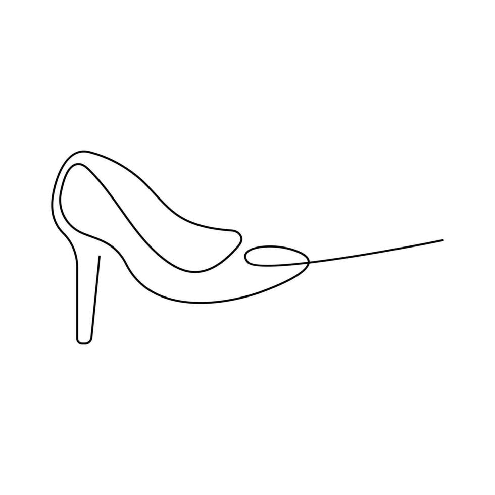 vetor Alto salto na moda contínuo linha arte desenhando mulheres sapato em branco fundo