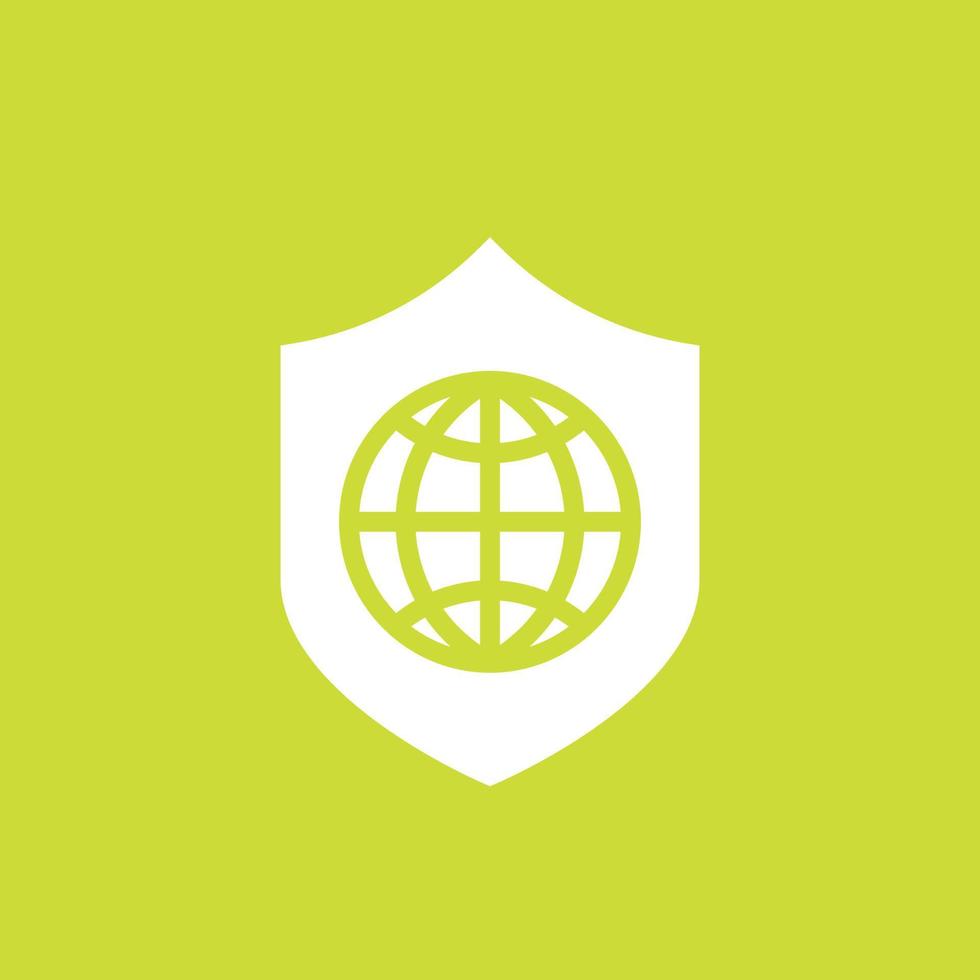 ícone de segurança de rede com escudo e globo vetor